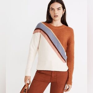 Madewell Striped Lyford Pullover Sweater in Coziest Textured Yarn Size M